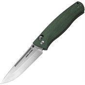 Real Steel 7851G Pathfinder Crossbar Lock Satin Folding Knife Green Handles