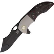 Red Horse Knife Works 034 Black War Pig Framelock Knife Gray Titanium Black/Red Carbon Fiber Handles