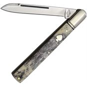 Rough Rider 2484 Black Appaloosa Doctor Knife White/Gray Handles