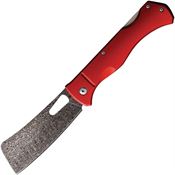Rough Rider 2536 Large Sous Chef Cleaver Damascus Lockback Knife Red Handles