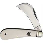 Rough Rider 2543 Arctic Fox Hawkbill Knife White Handles