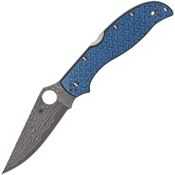 Spyderco 258GFBLP Stretch XL Sprint Damascus Knife Blue Handles