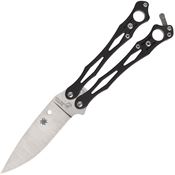 Spyderco B02GP2 SmallFly 2 Balisong Satin Folding Knife Black Handles