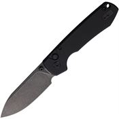 Vosteed A0415 Raccoon Nitro V Black Stonewash Drop Point Button Lock Knife Black Handles