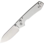 Vosteed RCSVG6 Raccoon Drop Point Button Lock Knife White Handles