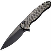 WE 19002M1 Kitefin Black Stonewashed Button Lock Knife Ripple Handles