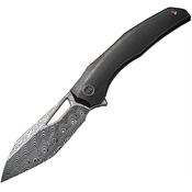 WE 22042BDS1 Ignio Damasteel Framelock Knife Black Handles