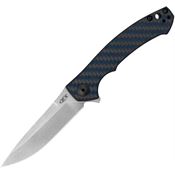 Zero Tolerance 0450BLUCF Small Sinkevich MagnaCut Framelock Knife Black/Blue Carbon Fiber Handles