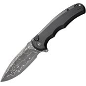 Civivi 18026EDS1 Mini Praxis Damascus Button Lock Knife Black Handles