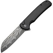 Civivi 20022BDS1 Chevalier Black Stonewashed Button Lock Knife Black Handles