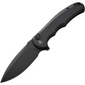 Civivi 18026E1 Mini Praxis Black Stonewashed Button Lock Knife Black Handles