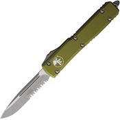 Microtech 12111APOD Auto Ultratech Apocalyptic Part Serrated Single Edge OTF Knife OD Green Handles