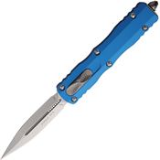 Microtech 22510BL Auto Dirac Stonewahsed Double Edge OTF Knife Blue Handles