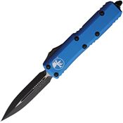 Microtech 2321BL Auto UTX-85 Black DLC Double Edge OTF Knife Blue Handles
