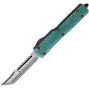 Microtech 41910BH Auto UTX-70 HH Stonewashed OTF Knife Teal/Red Handles