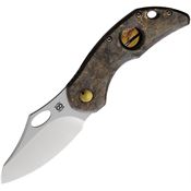 Olamic 982 Busker Framelock Knife Gold Carbon Fiber Handles