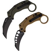 Reate 119 EXO-K Black Button Lock Knife Green Handles