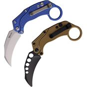 Reate 125 EXO-K Stonewashed Button Lock Knife Blue Handles