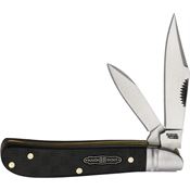 Rough Rider 2558 Black Reserve Bearhead Peanut Satin Folding Knife Black Handles