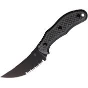 Bastinelli Creations 233S Chopper Black Part Serrated Fixed Blade Knife Black Handles