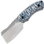 Kansept 2030A6 Korvid Stonewash Fixed Blade Knife Blue/White Carbon Fiber Handles
