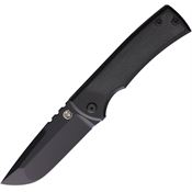 Chaves Ultramar 003 Kickstop Black Stonewashed Drop Point Framelock Knife Black Handles