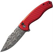 Civivi 23040BDS1 StormhowlDamascus Button Lock Knife Red Handles