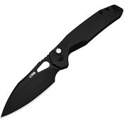 CJRB 1931BST Frack Black Button Lock Knife Black Handles