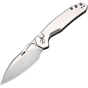 CJRB 1931ST Frack Stonewashed Button Lock Knife Gray Handles