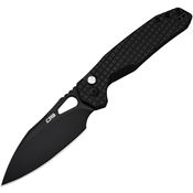 CJRB 1931BFST Frack Black Button Lock Knife Black Handles