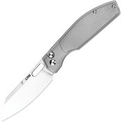 CJRB 1929BTGY Ekko Button Lock Knife Gray Titanium Handles