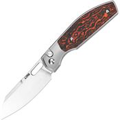 CJRB 1929BTFCMV Ekko Button Lock Knife Fat Black/Red Carbon Fiber Handles