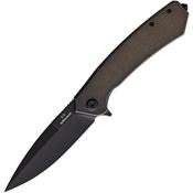 Ganzo 36842 SkimenBlack Stonewashed Framelock Knife Bronze Handles