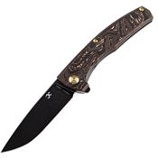 Kansept 2037A3 AGI Black Stonewashed Framelock Knife Copper Foil Handles