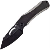 Kansept 1058A1 Loki Black Stonewashed Framelock Knife Black Handles