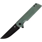 Kansept 2038A4 Anomaly Black Drop Point Framelock Knife Green Handles