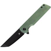 Kansept 2038T4 Anomaly Black Tanto Point Framelock Knife Green Handles