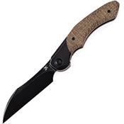 Kansept 1059A4 Cosmos Black Stonewashed Framelock Knife Brown Handles