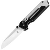 Kizer 3632A3 HyperStonewashed Button Lock Knife Black Handles