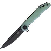 Kubey 312G Mizo Black Stonewashed Linerlock Knife Jade Handles