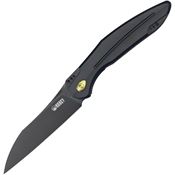 Kubey 299B Barracuda Black Stonewashed Linerlock Knife Black Handles