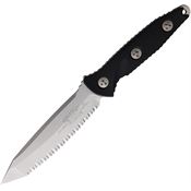 Microtech 11412 Socom Alpha Tanto Serrated Stonewashed Fixed Blade Knife Black Handles