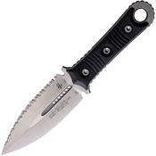 Microtech 20112 SBD Dagger Stonewashed Serrated Fixed Blade Knife Black Handles