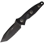 Microtech 114M2DLCCFS Socom Alpha Mini Black Part Serrated Tanto Fixed Blade Knife Carbon Fiber Handles