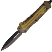 Microtech 14216DLCTULS Auto Combat Troodon Black Damascus Double Edge OTF Knife Ultem Handles