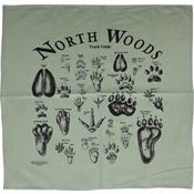 North Woods Field Guides 002ATBG Animal Track Bandana Green