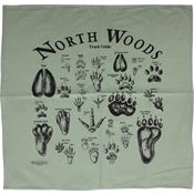 North Woods Field Guides 002ATBG Animal Track Bandana Green