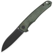 QSP 140E2 Otter Black Stonewashed Linerlock Knife Green Handles