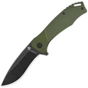 QSP 122B2 Raven Black Stonewashed Linerlock Knife Green Handles