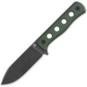 QSP 155C2 Canary Black Stonewashed Fixed Blade Knife Green Handles